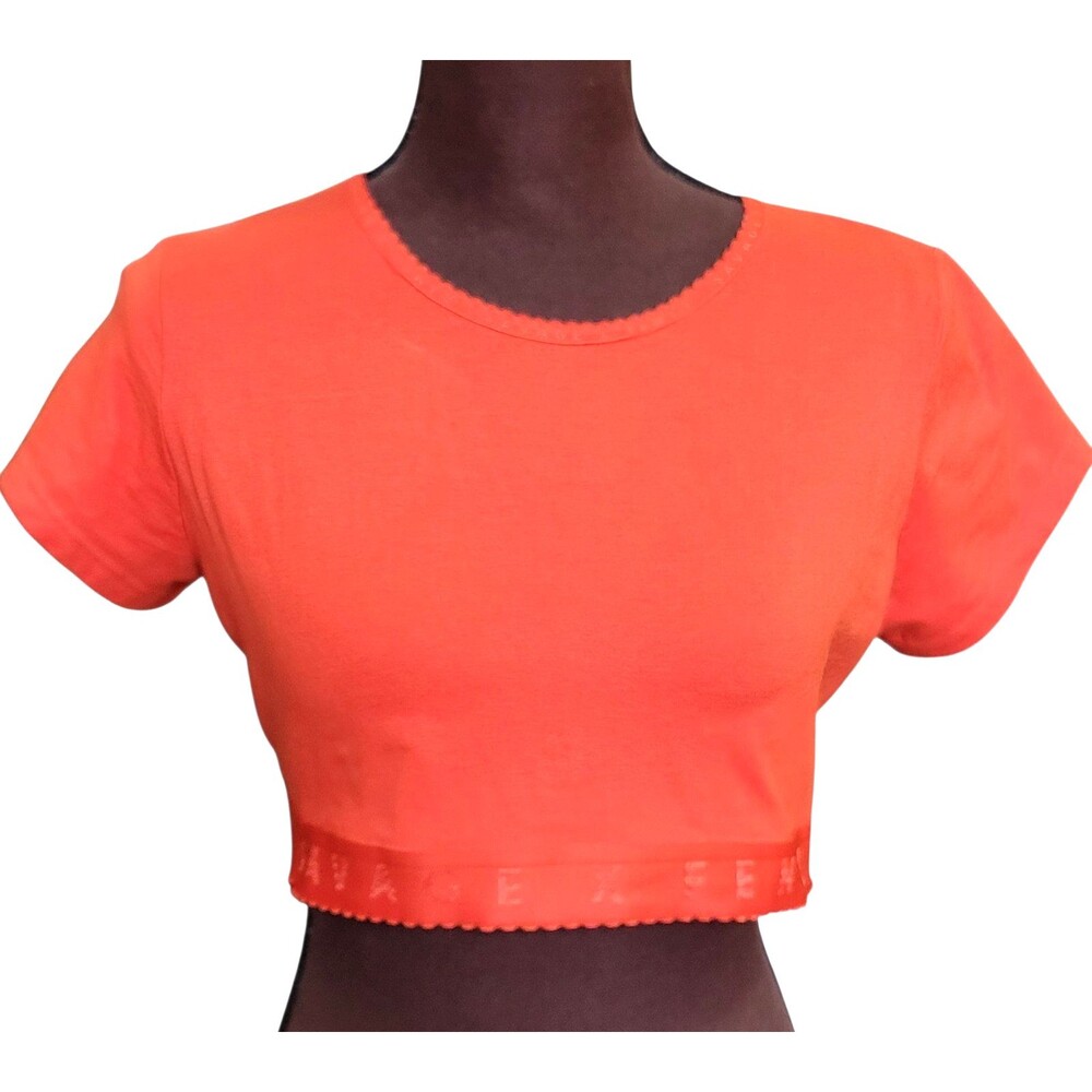 Savage X Fenty Crop Top with Elastic and Scallop Edge, Size XL Orange